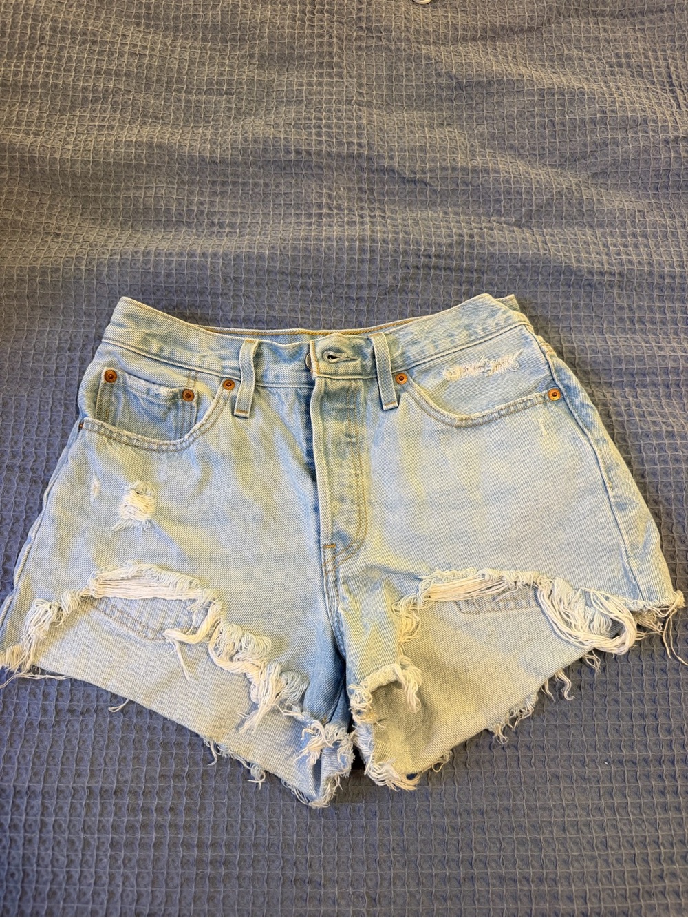 Levi's Light Blue Distressed Denim Cutoff Shorts W27